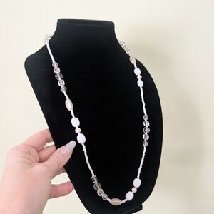 Vintage White and Clear Beaded Necklace